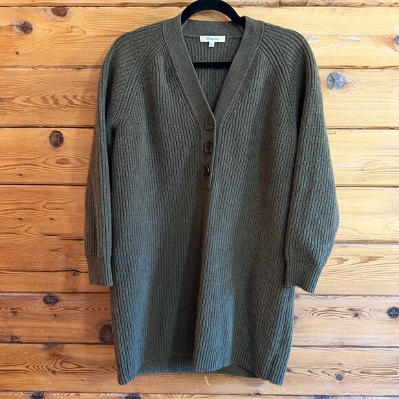 Madewell Olive Henley Sweater Dress Small - Picture 2 of 6